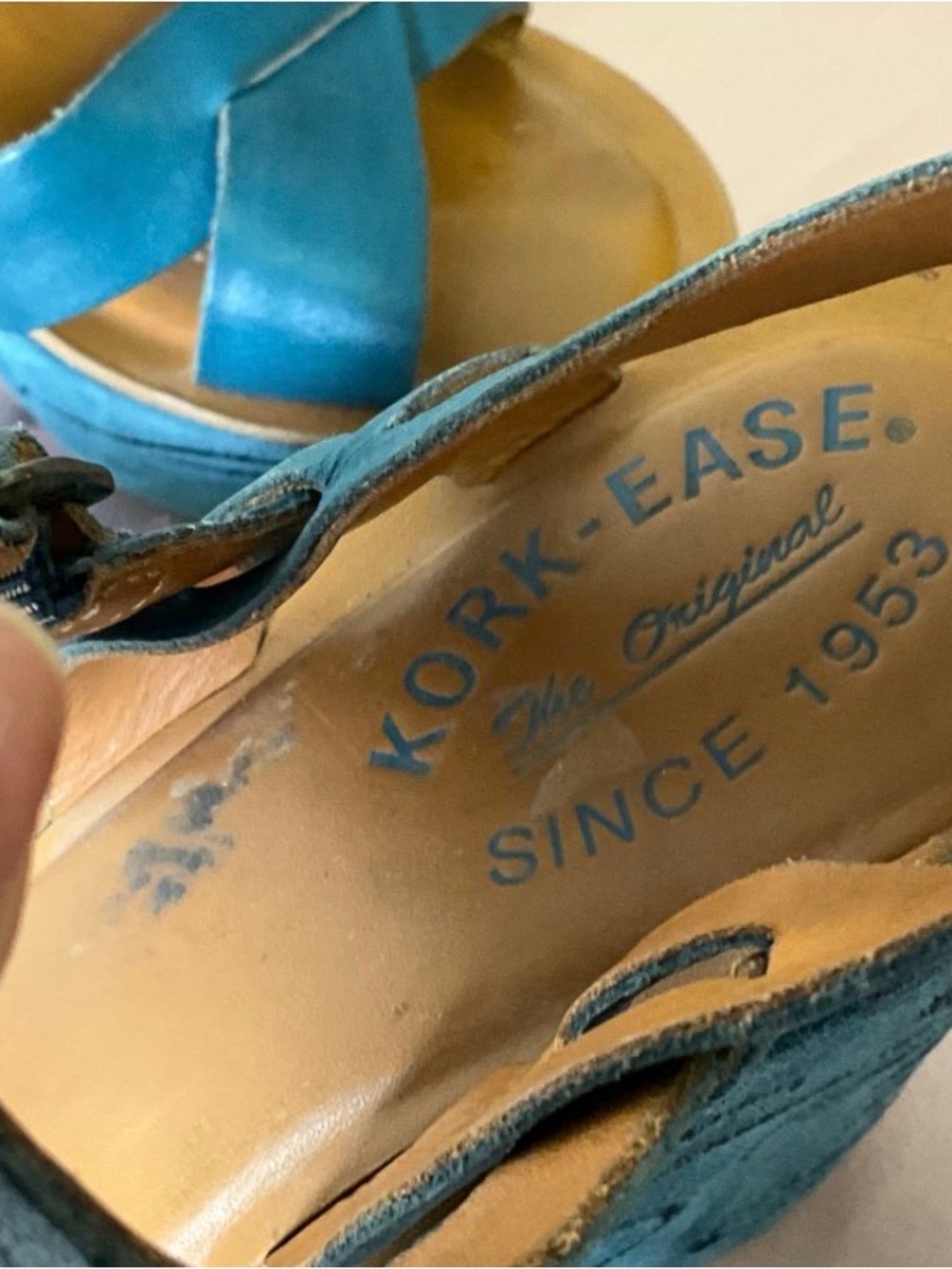 Kork-Ease Teal Leather Platform Sandals for Women - Picture 4 of 7